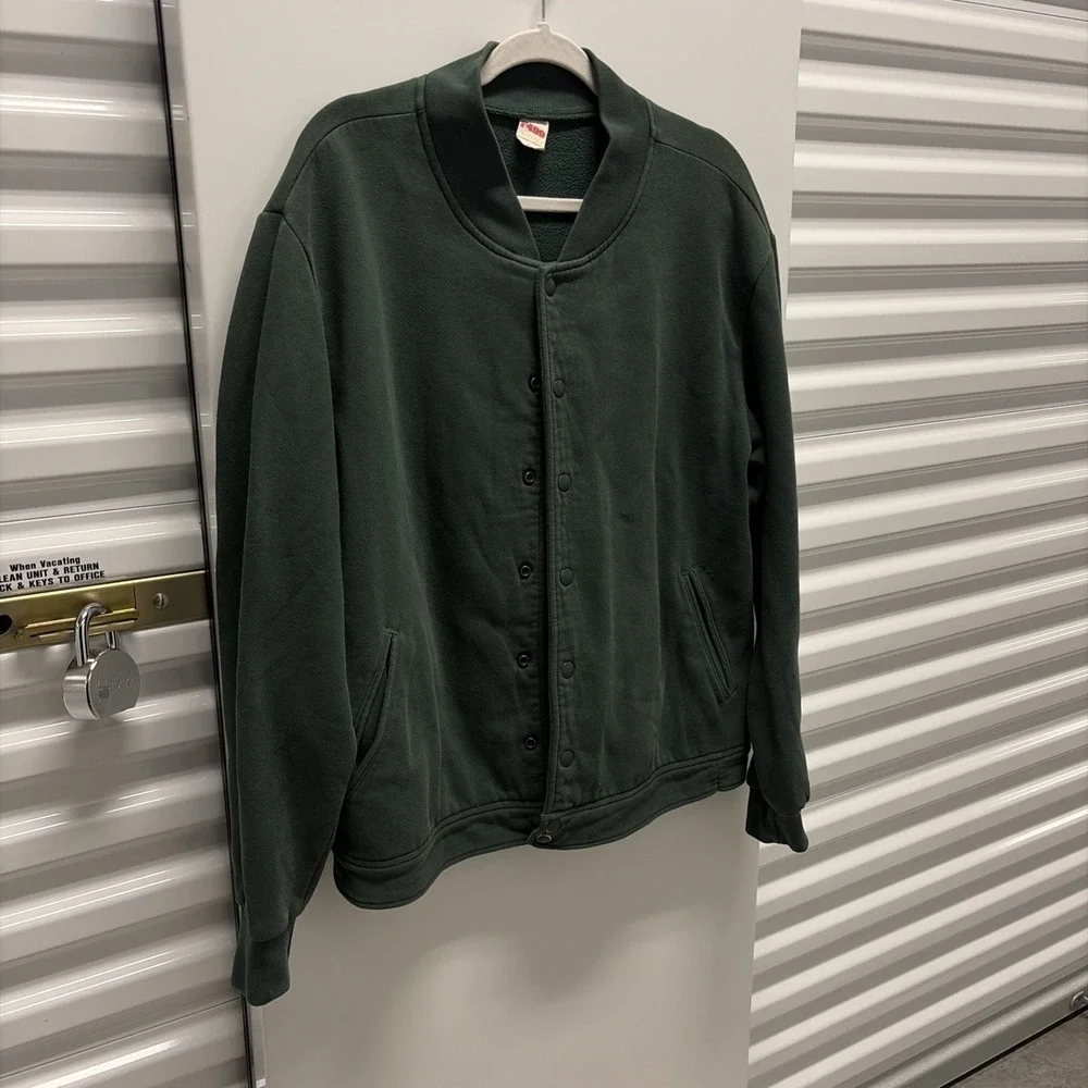 American Apparel Men‎ Heavy Terry Club Bomber Baseball Jacket XLGreen